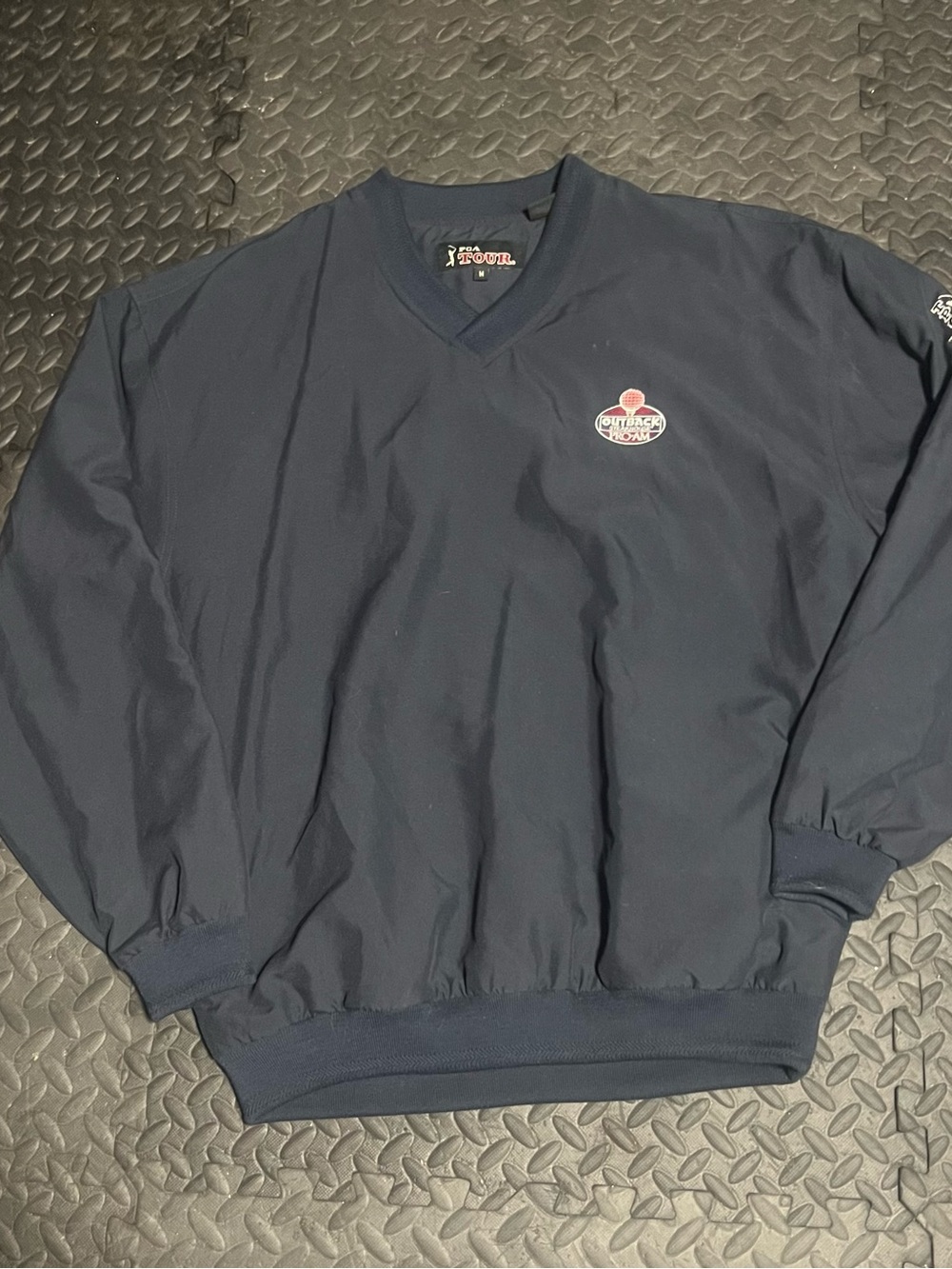 PGA Tour Navy V‑Neck Crewneck Sweater with Chest Emblem